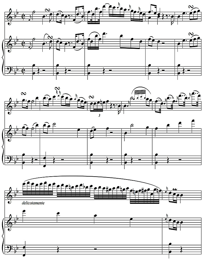 Figure 1: J. N. Hummel, Mozart Piano concerto D minor, KV 466, ‘Romanza’, bars 40-51.