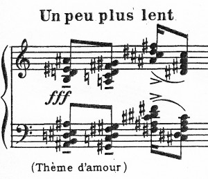 Figure 8: Chord progression in ‘Par Lui tout a été fait’ (Vingt Regards, no. 6), bar 23.